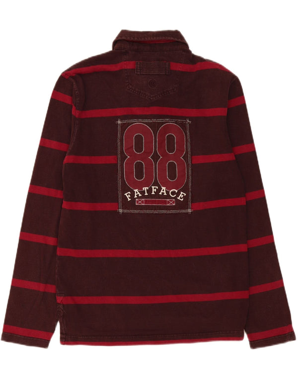 Fat Face Mens Graphic Long Sleeve Rugby Polo Shirt Small Burgundy Striped