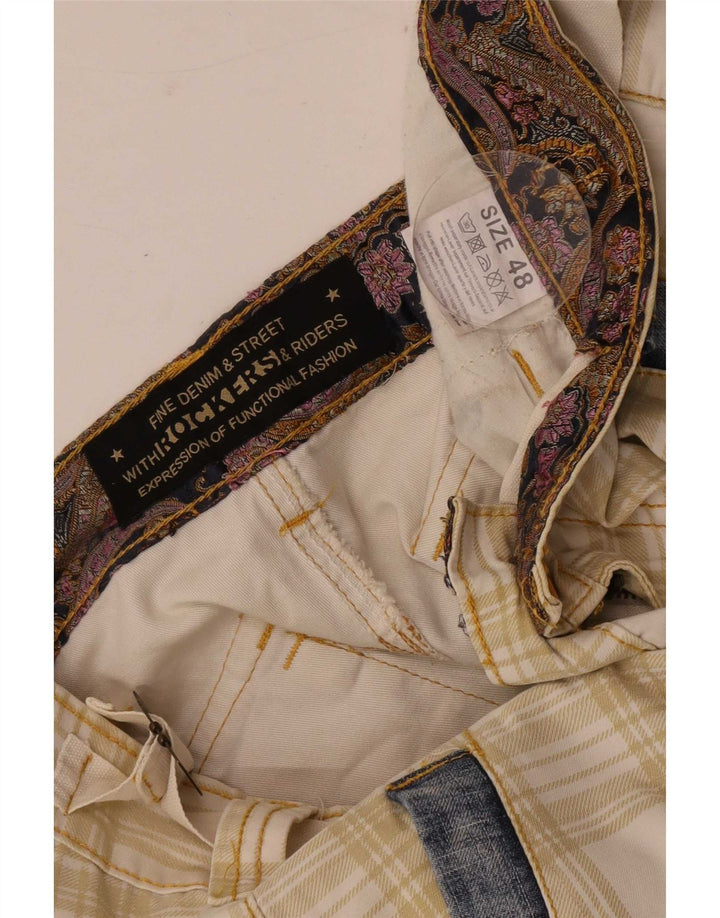 Pantaloni scurți vintage pentru bărbați obișnuiți IT 48 Medium W34 în carouri bej