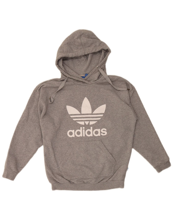 Adidas Damen Graphic Hoodie Pullover UK 12 Mittelgraue Baumwolle