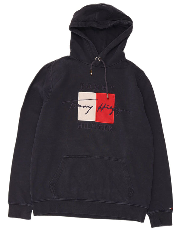 Maglione con cappuccio grafico da uomo Tommy Hilfiger medio cotone blu navy