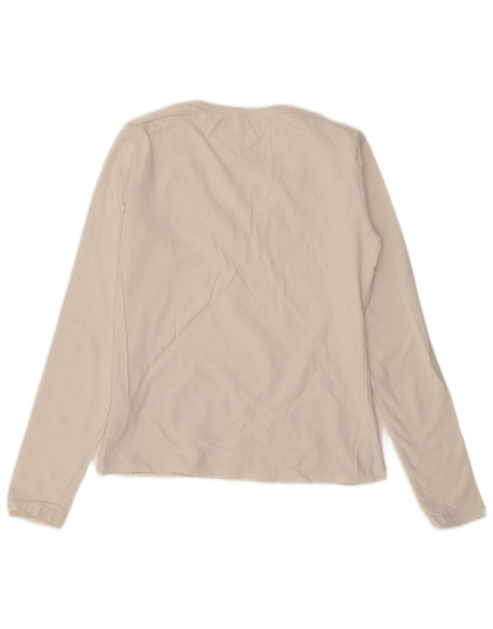 Tommy Hilfiger Womens Top Long Sleeve UK 12 Medium White Cotton