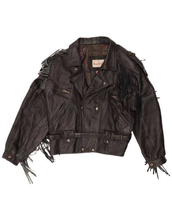 Vintage Mens Leather Biker Jacket UK 40 Large Black