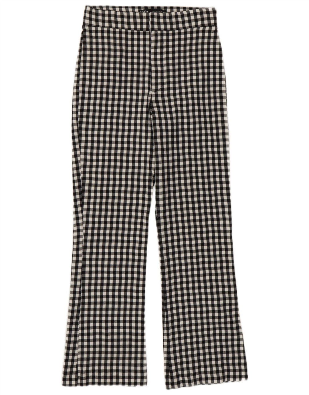 Zara Womens Bootcut Casual Trousers Small W26 L25 Black Gingham Viscose