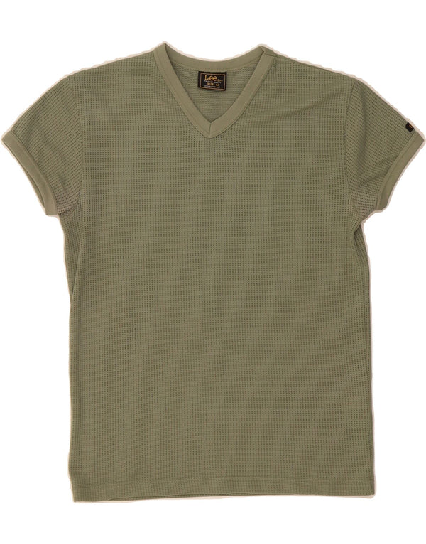 LEE Womens T-Shirt Top UK 12 Medium Khaki Nylon