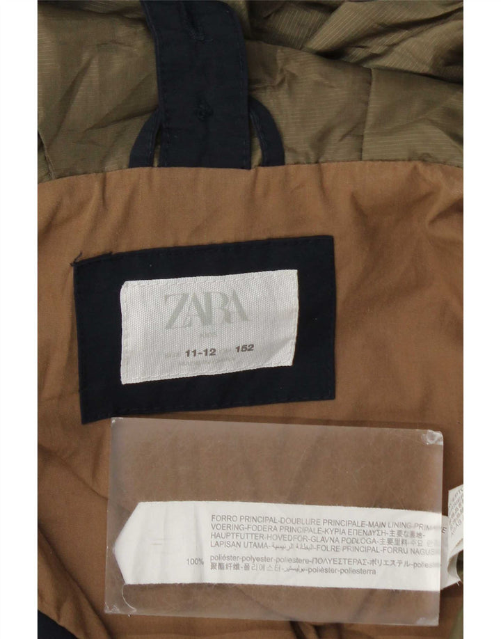 Zara Boys Hooded Windbreaker Jacket 11-12 Years Navy Blue Polyester