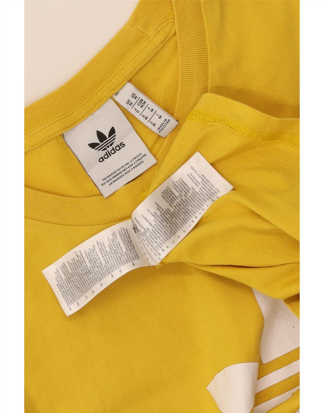 Adidas Mens Graphic T-Shirt Top Medium Yellow Cotton