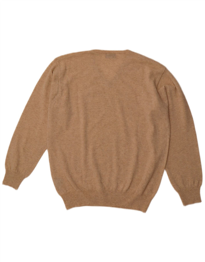 KAPPA Mens V-Neck Jumper Sweater XL Beige Lambswool