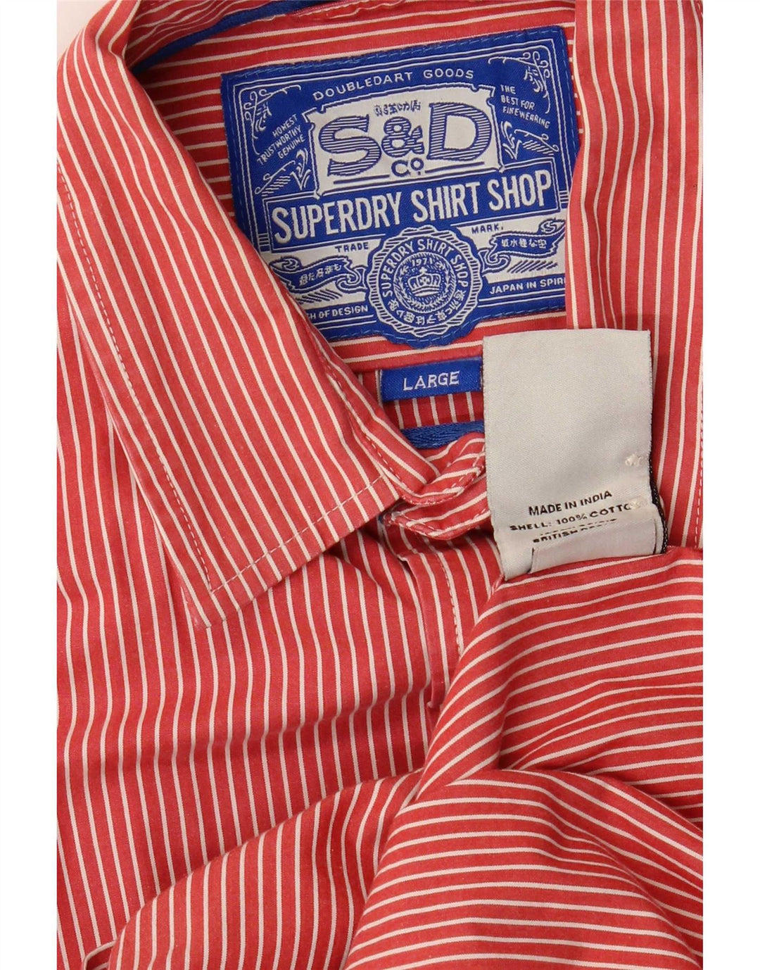 Superdry Mens Shirt Large Red Pinstripe Cotton
