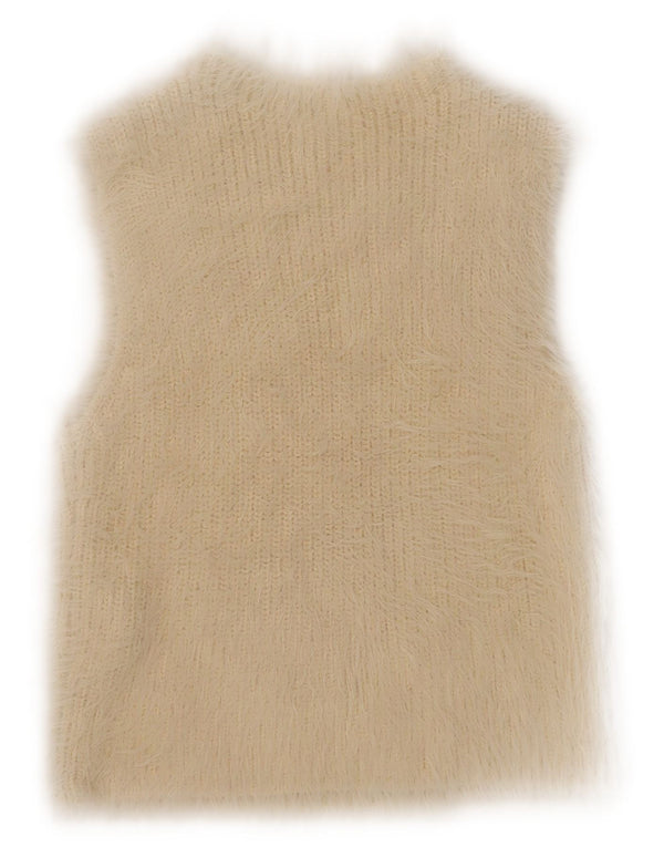 Zara Damen Crop Vest Tank Top UK 14 Large Beige Polyamid
