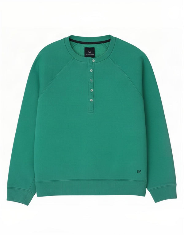 Crew Clothing - Sudadera con cuello y botones para mujer, talla 40, algodón verde grande