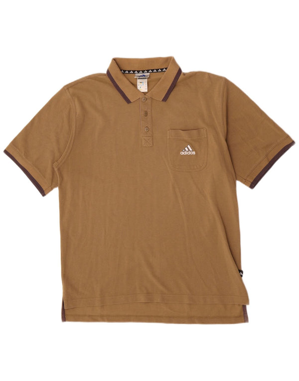 Adidas Mens Polo Shirt UK 40/42 Medium Beige Cotton