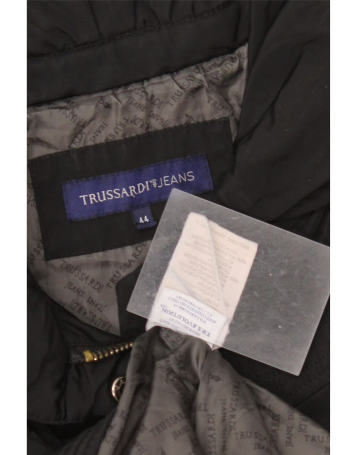TRUSSARDI JEANS Womens Windbreaker Coat IT 44 Medium Black Polyester