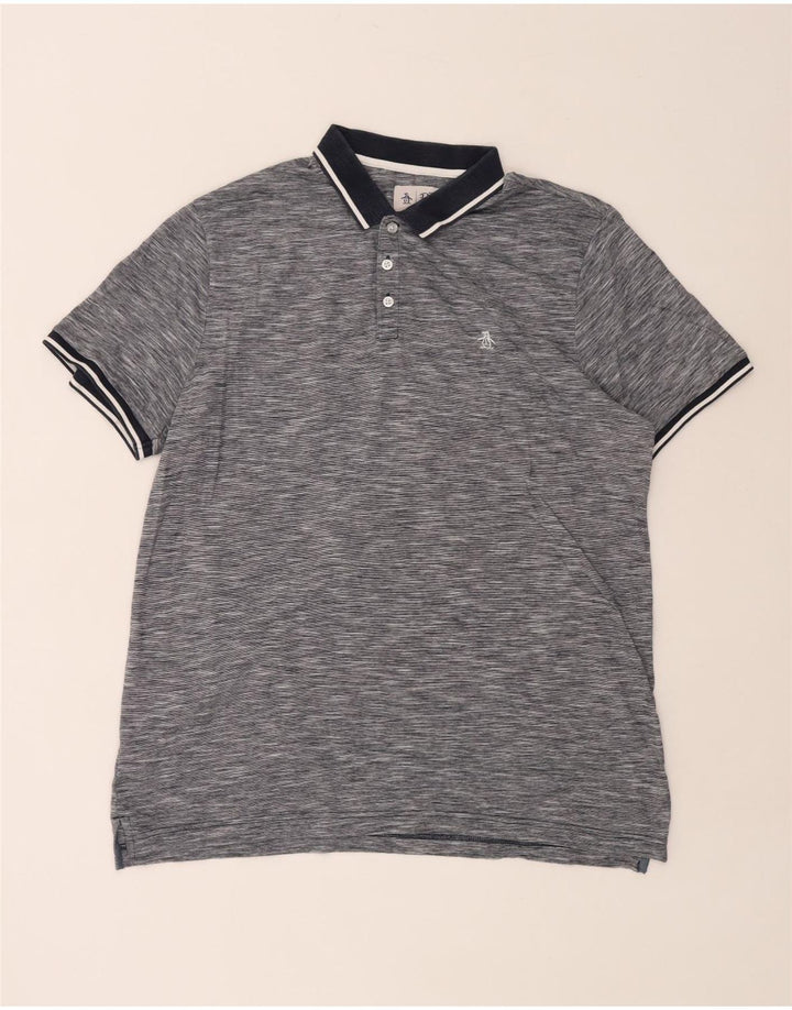 PENGUIN Herre poloshirt XL Grå Flecked Bomuld