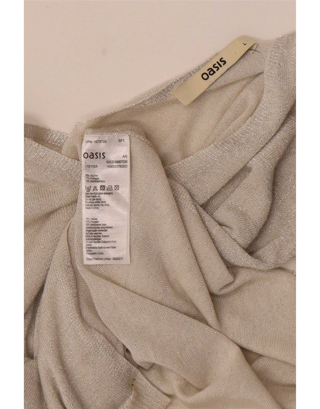 Oasis Womens Top Long Sleeve UK 16 Large Grey Flecked Viscose