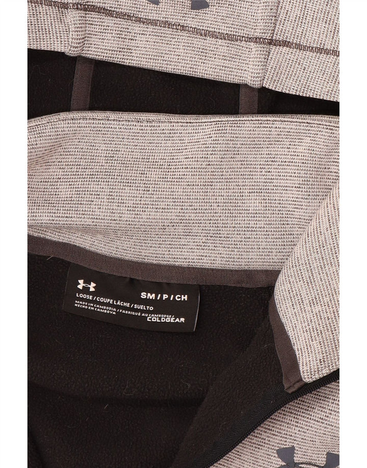 UNDER ARMOUR Mens Zip Hoodie Sweater Small Grey Colourblock Polyester
