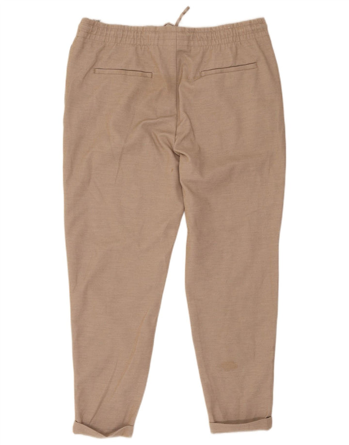 Zara Womens Slim Cropped Trousers XL W34 L26 Beige Polyester