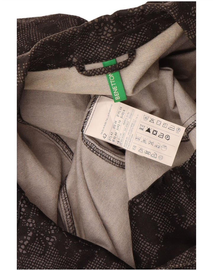 Benetton Veste blazer 1 bouton pour femme UK 10 Petit coton floral noir