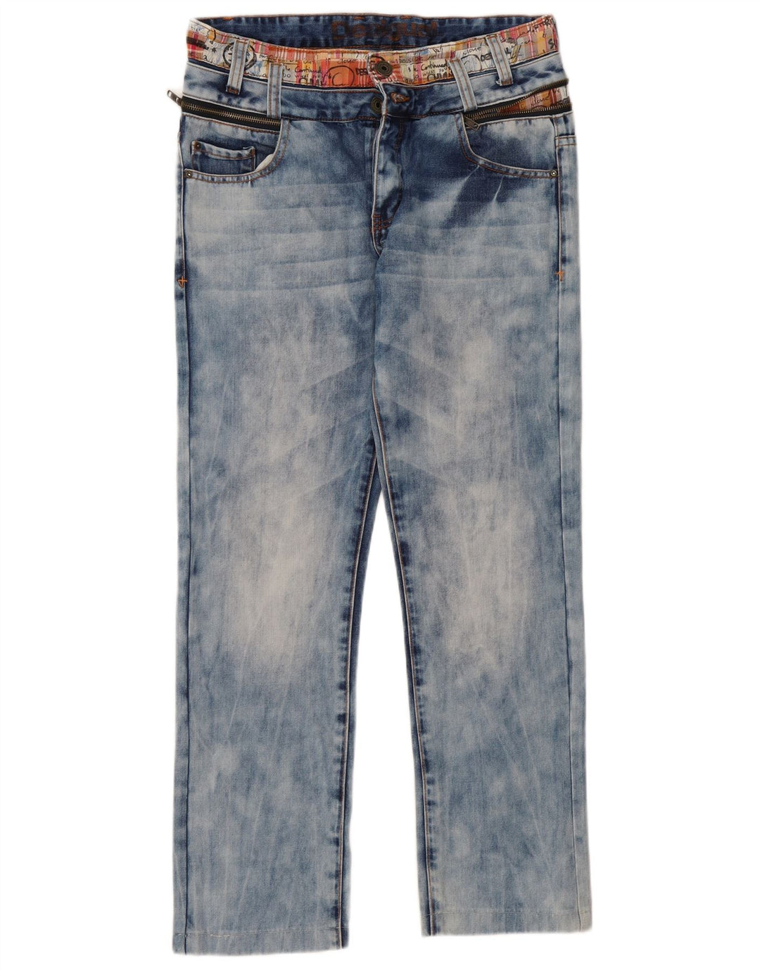 Desigual Mens Straight Jeans W32 L30 Blue Cotton