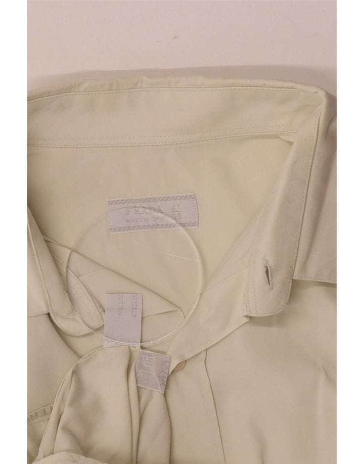 Prada Mens Shirt Size 41 16 Large Off White Cotton