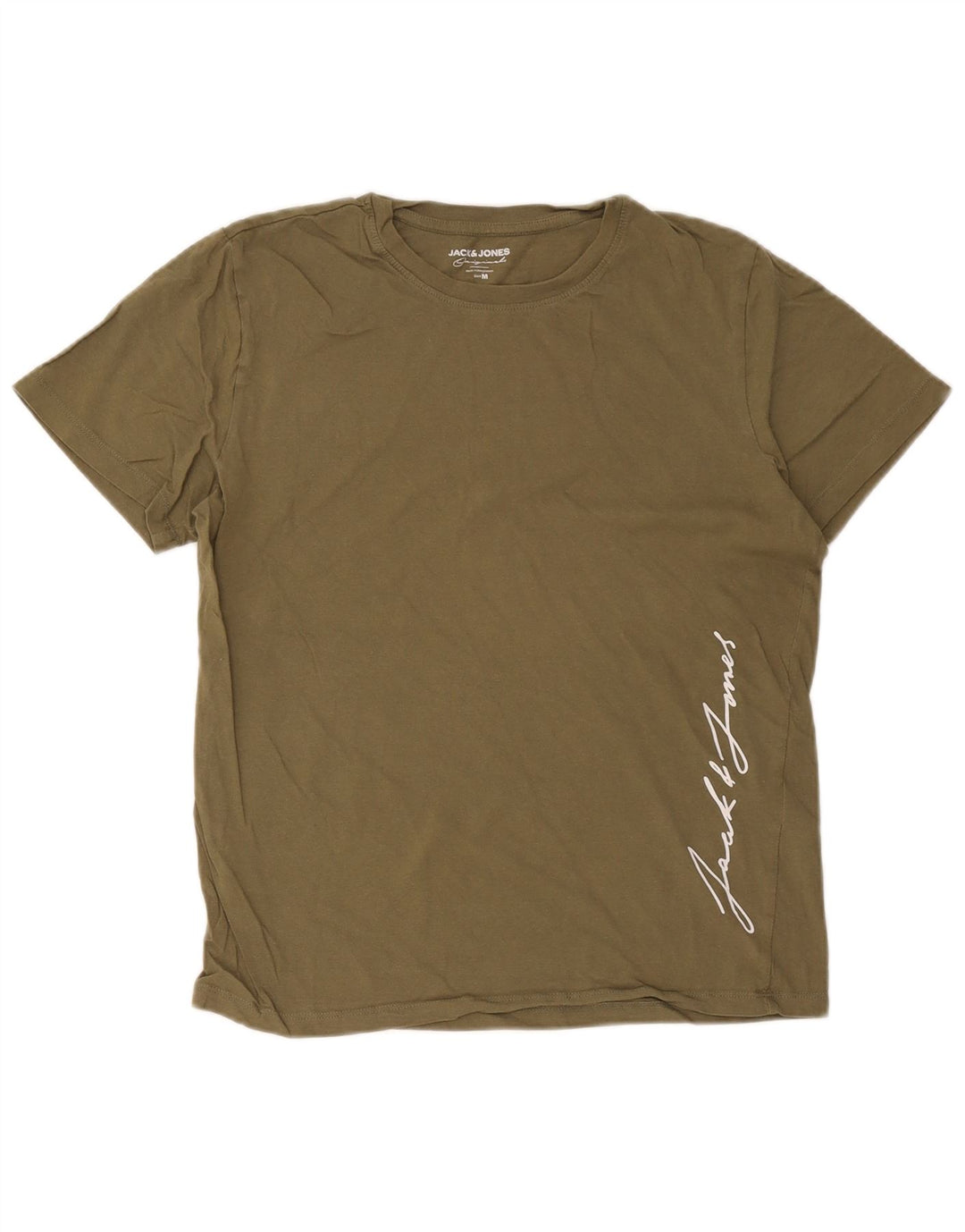 Jack & Jones Mens Graphic T-Shirt Top Medium Khaki Cotton