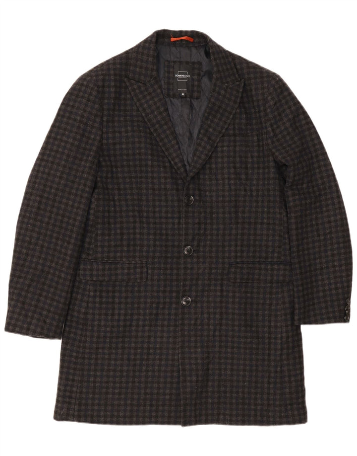 Sonny Bono Mens Overcoat UK 42 XL Grey Gingham