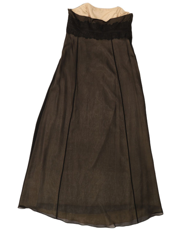 Monsoon Womens Strapless Dress UK 14 Large Black Silk