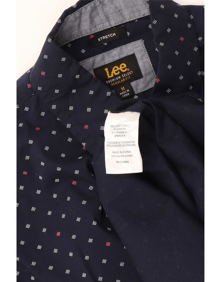 Lee Chemise à Manches Courtes Homme Coupe Regular Coton Géométrique Bleu Marine Moyen