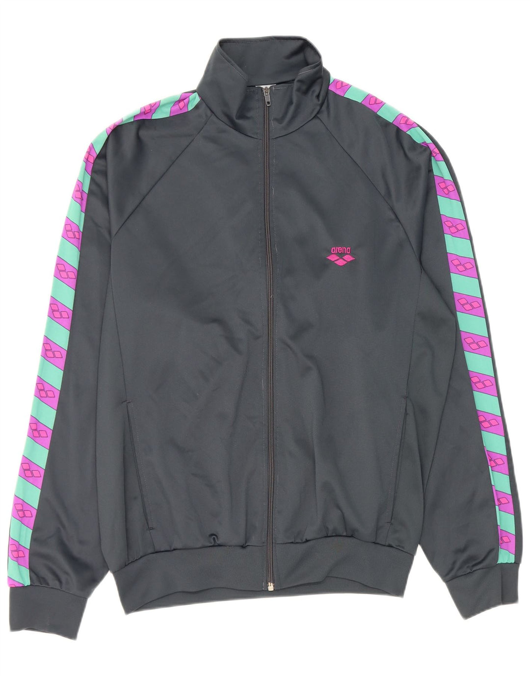 Arena Mens Graphic Tracksuit Top Jacket Medium Grey Colourblock