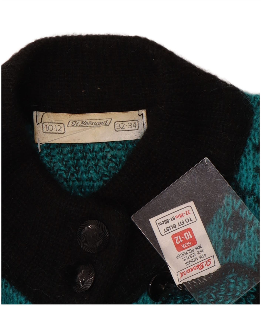 St. Bernard Womens Cardigan Sweater UK 10/12 Medium Turquoise Houndstooth