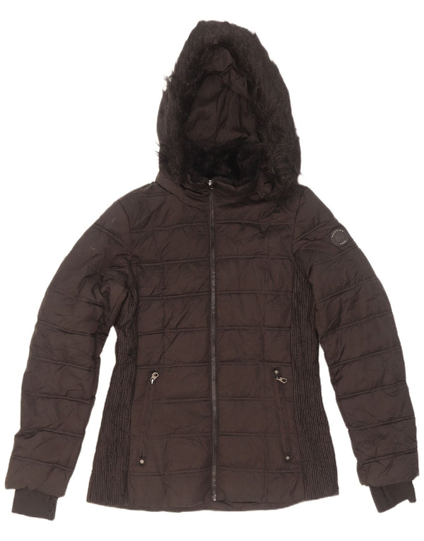 Nautica Wattierte Damenjacke mit Kapuze, UK 14, Mittelschwarz, Polyester