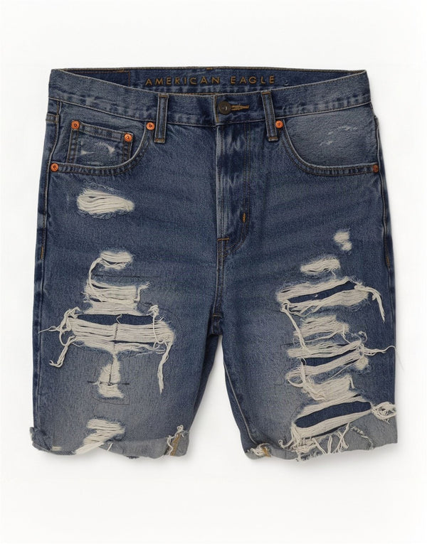 Shorts jeans masculino American Eagle desgastado W31 algodão azul médio