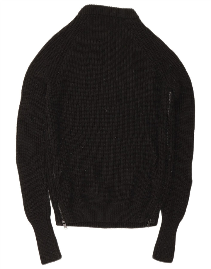 Cos Herren-Pullover mit Rundhalsausschnitt, XS, schwarze Wolle