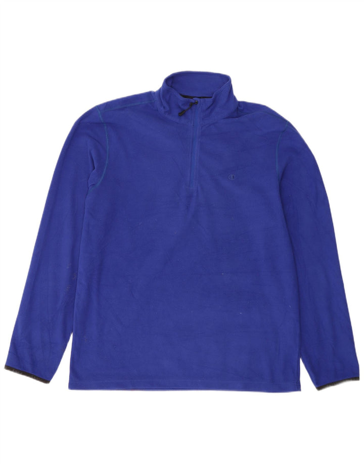 Champion Mens Zip Neck Fleece Jumper XL Blue
