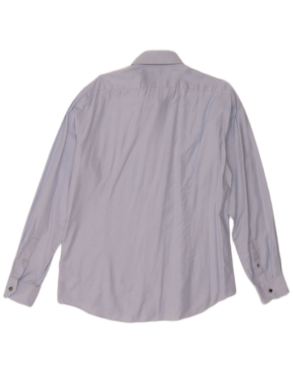 Calvin Klein Chemise ajustée pour homme Taille 42 16 1/2 Grand coton bleu