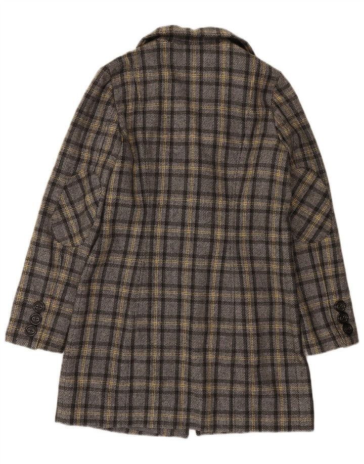 SASHA Womens Overcoat UK 10 Small Grey Check Wool