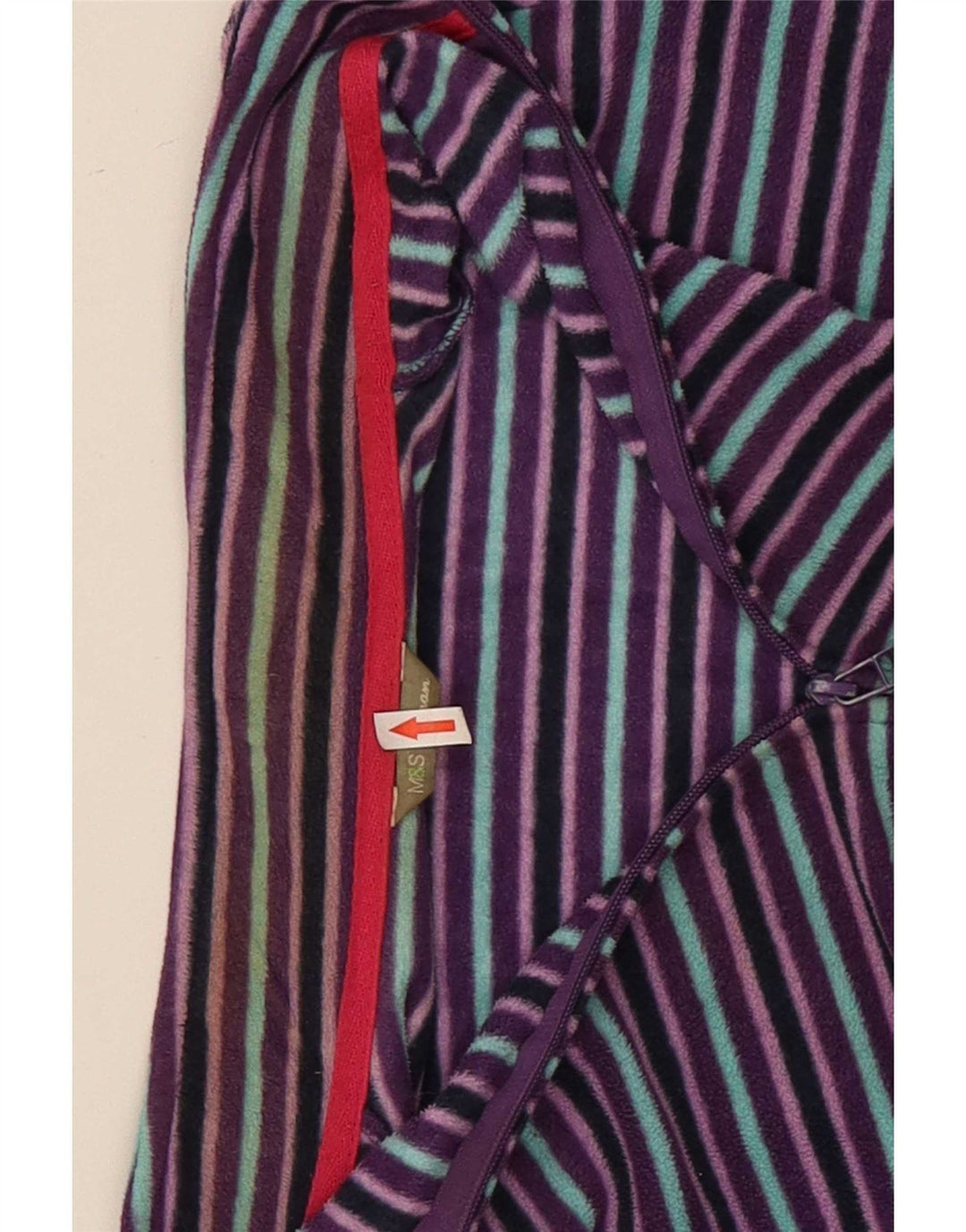 Marks & Spencer Womens Fleece Jacket UK 22 2XL Purple Striped Polyester