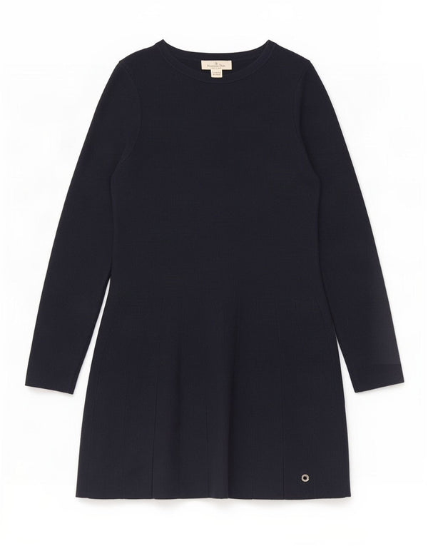 Massimo Dutti μακρυμάνικο φόρεμα άλτης για κορίτσια 11-12 ετών Ναυτικό μπλε βαμβακερό