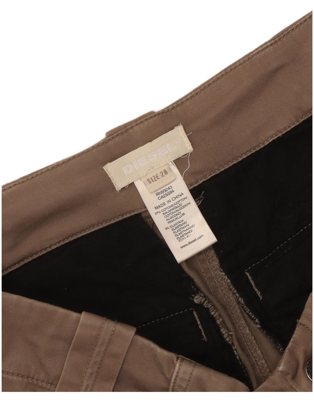 Diesel Womens Slim Cargo Trousers W28 L33 Brown Cotton
