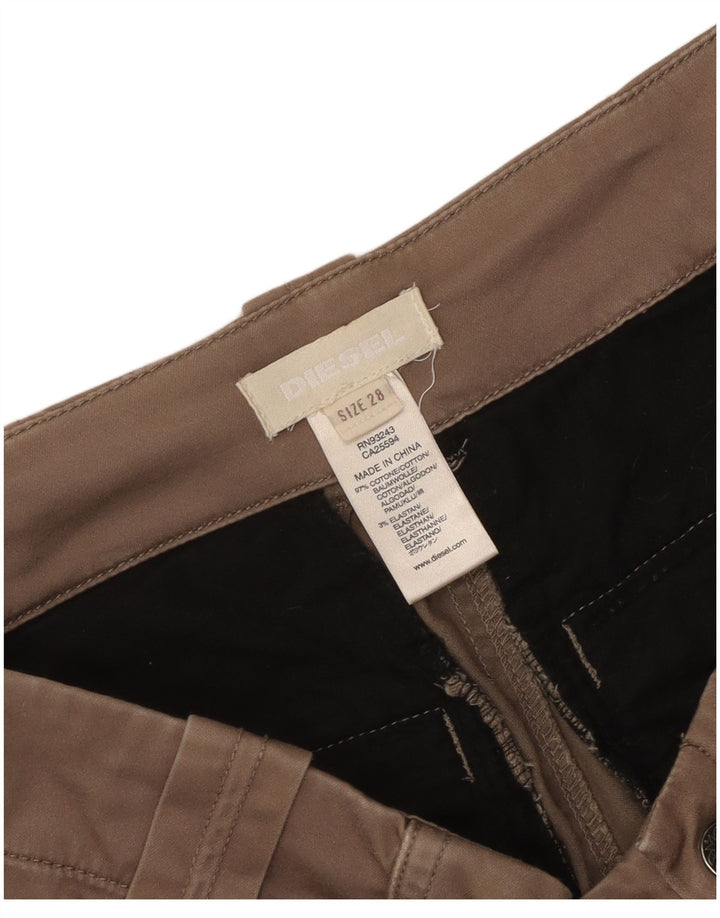 Diesel Womens Slim Cargo Trousers W28 L33 Brown Cotton