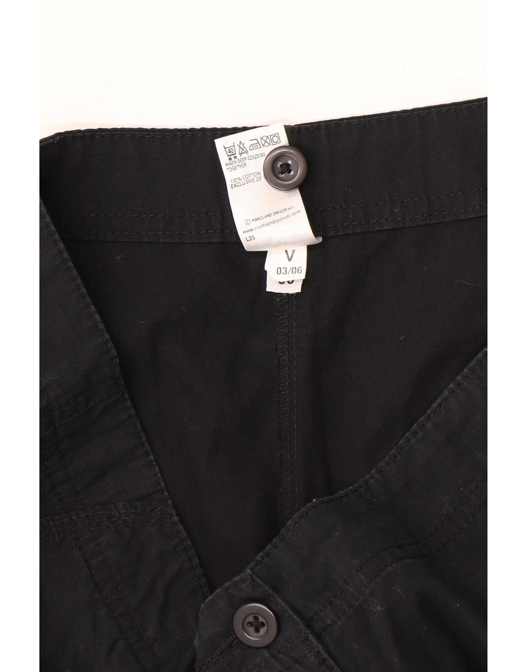 Marks & Spencer Womens Casual Shorts UK 12 Medium W30 Black Cotton