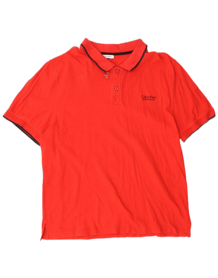 CALVIN KLEIN Mens Polo Shirt XL Red Cotton