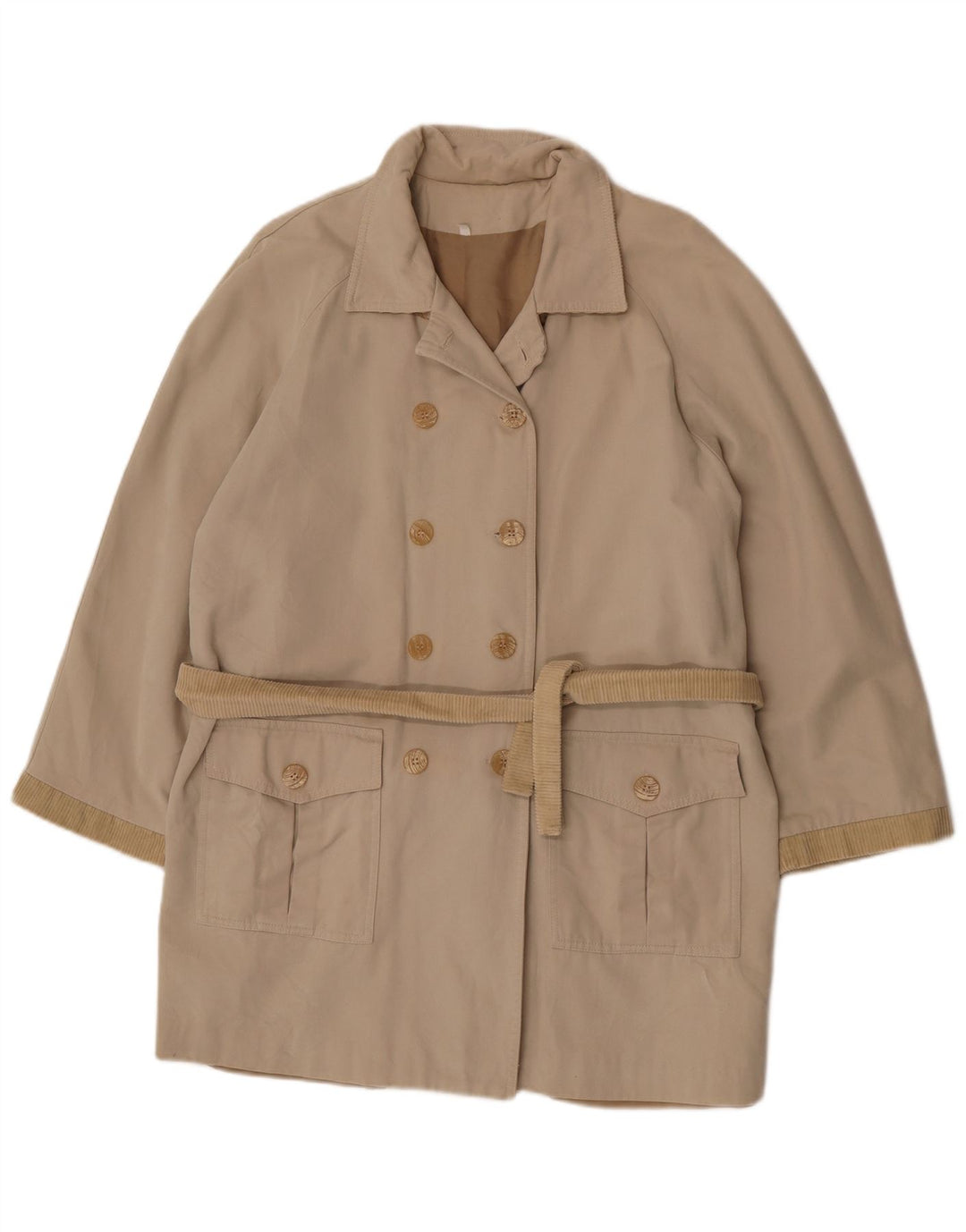 Vintage Dame Dobbeltradet Frakke UK 14 Large Beige