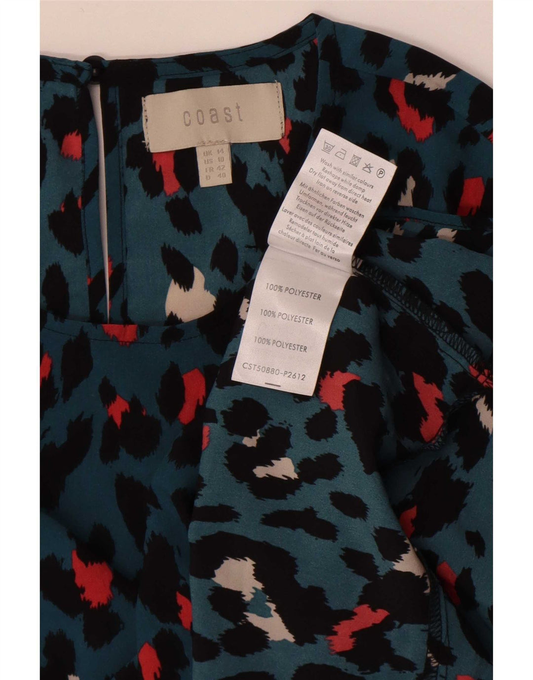 Coast Womens Long Sleeve Blouse Top UK 14 Large Blue Flecked Polyester