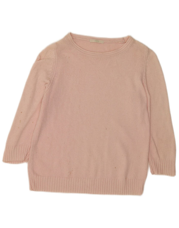 Marks & Spencer Womens 3/4 Sleeve Boat Neck Jumper Sweater UK 10 Small Pink