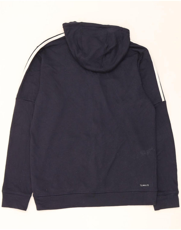 Maglione con cappuccio e zip Adidas Climalite da uomo medio in poliestere blu navy