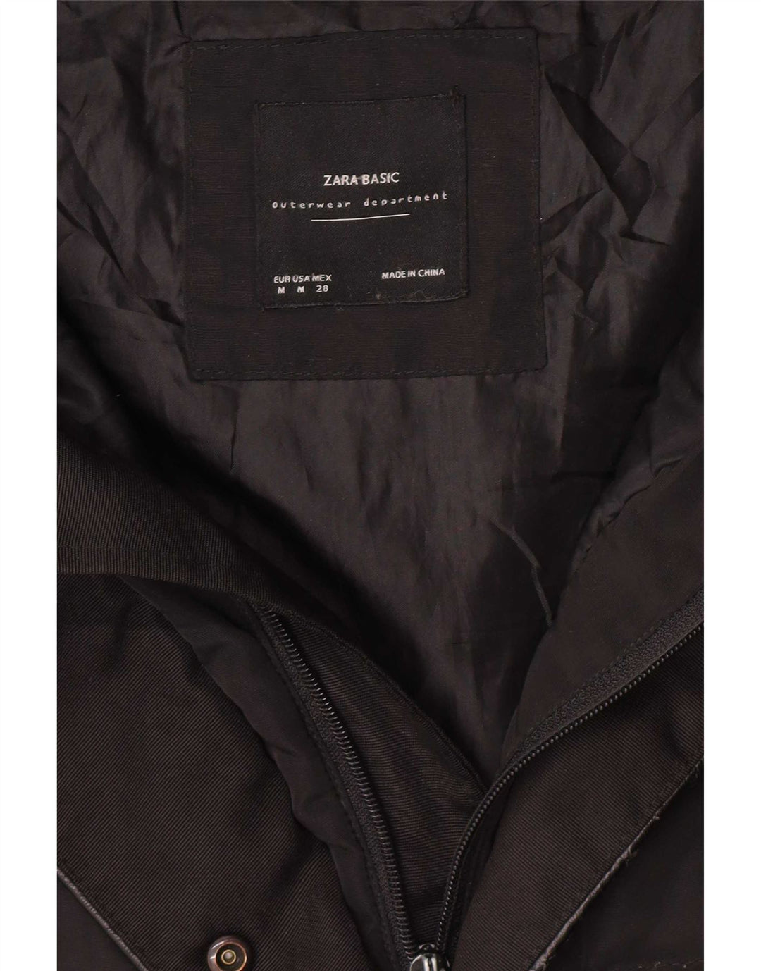 Zara Womens Hooded Padded Coat UK 14 Medium Black