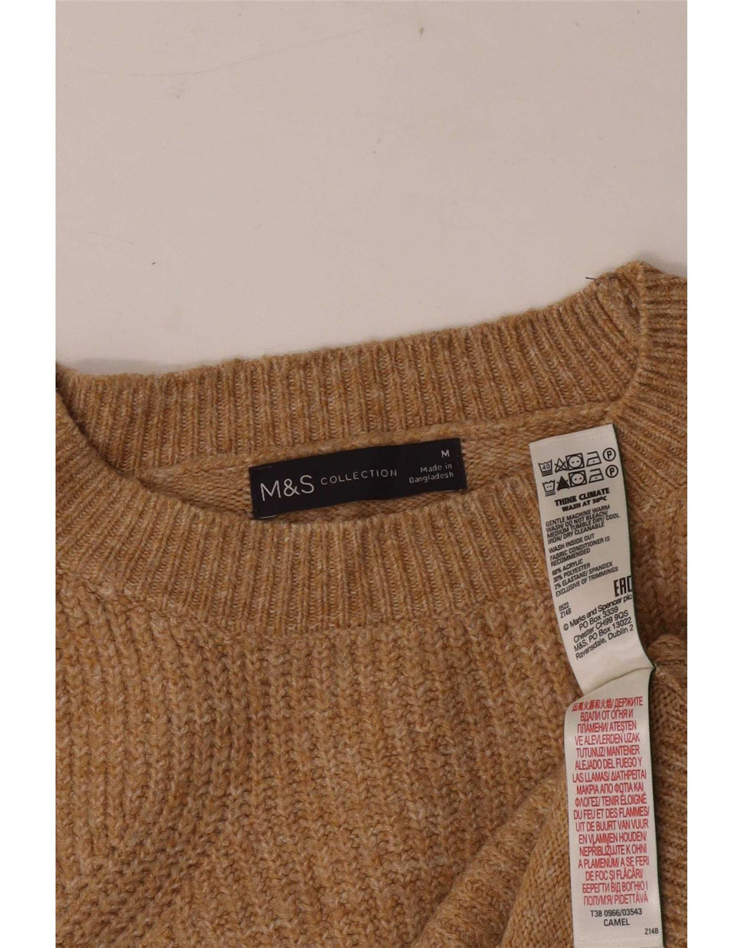 Marks & Spencer Womens Crew Neck Jumper Sweater UK 14 Medium Brown Flecked