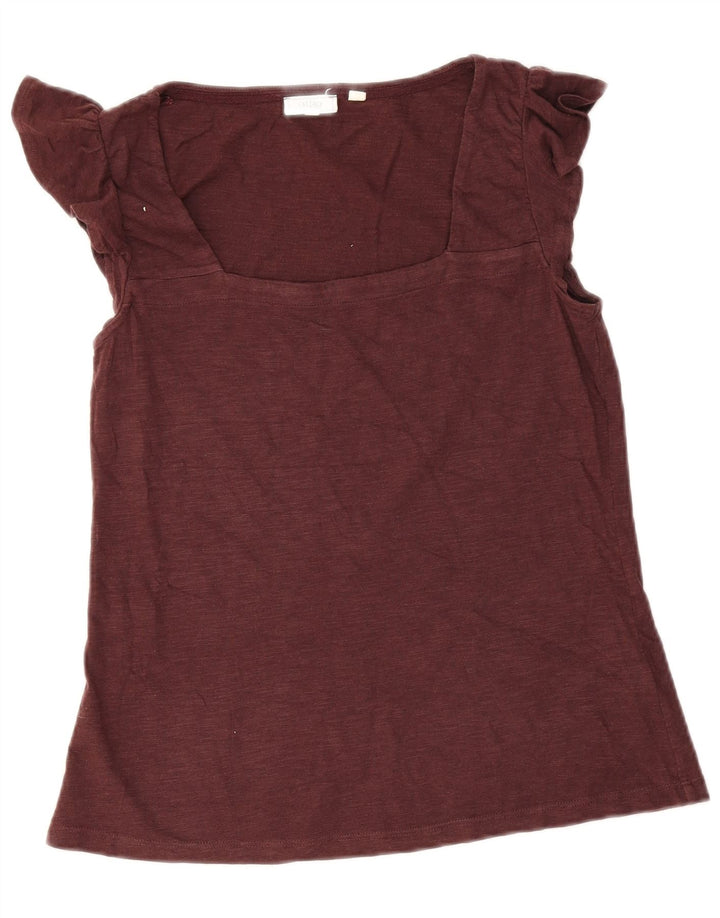 Fat Face Womens Blouse Top UK 10 Small Burgundy Cotton