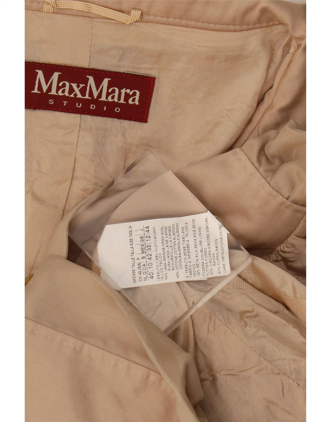 Max Mara Womens Crop 3 Button Blazer Jacket UK 12 Medium Beige Wool
