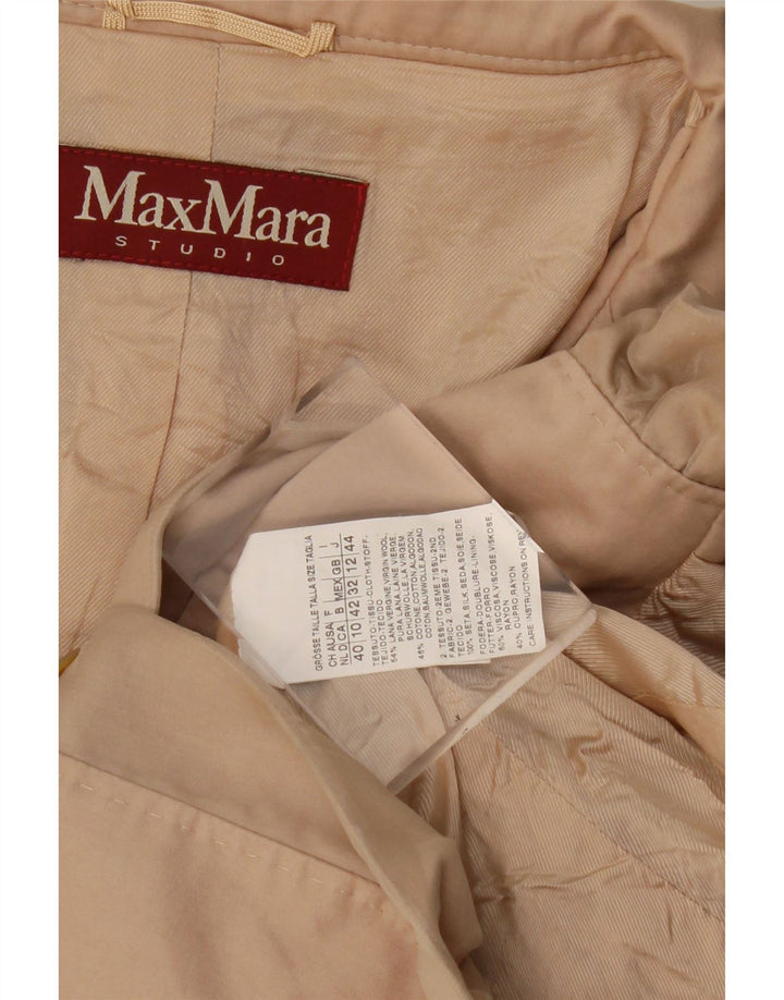 Max Mara Womens Crop 3 Button Blazer Jacket UK 12 Medium Beige Wool
